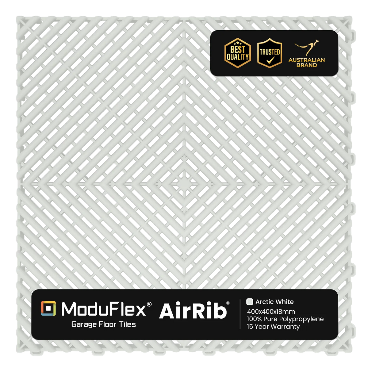 ModuFlex AirRib Garage Floor Tile – Arctic White