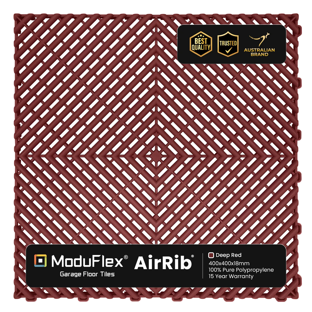 ModuFlex AirRib Garage Floor Tile – Deep Red