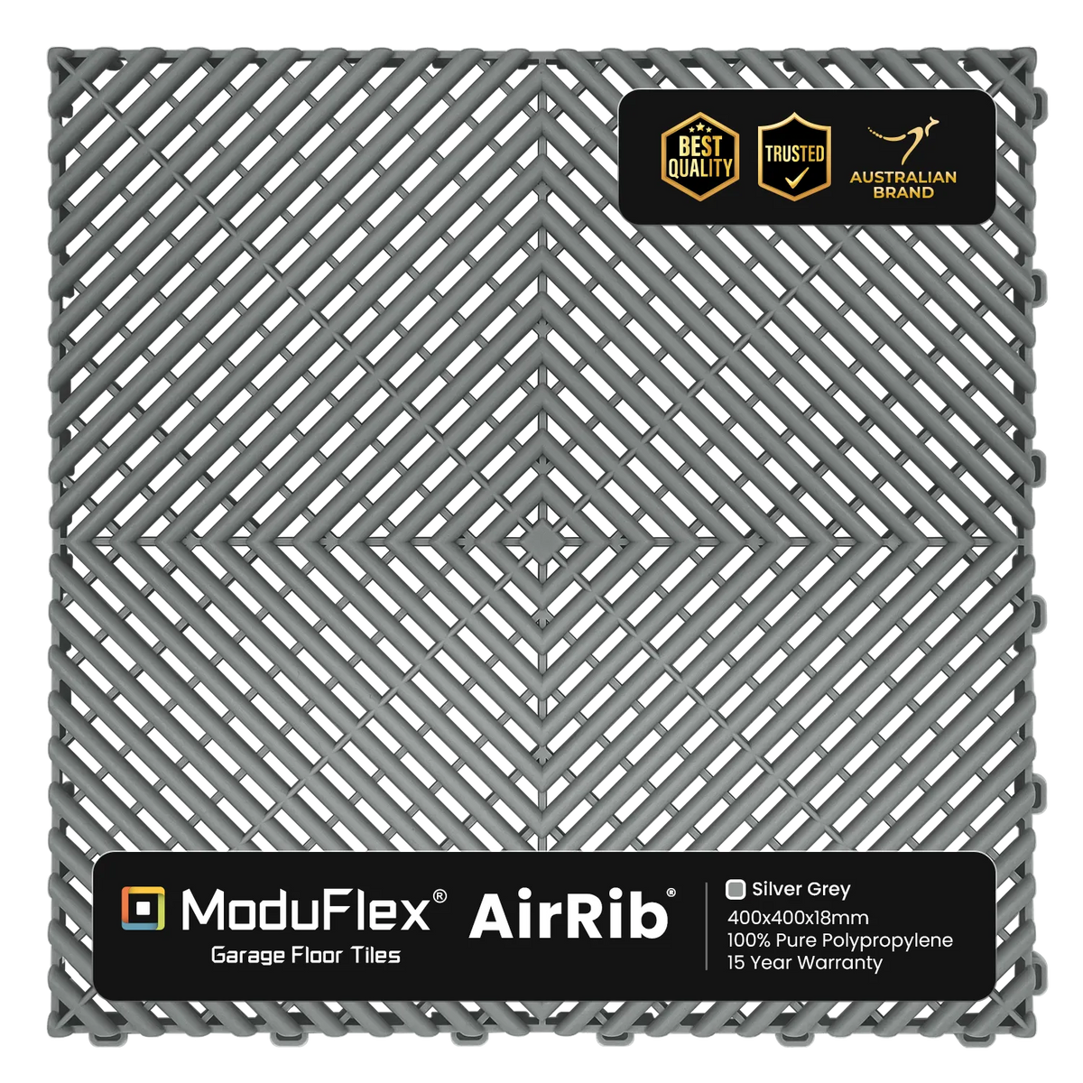 ModuFlex AirRib Garage Floor Tile – Silver Grey